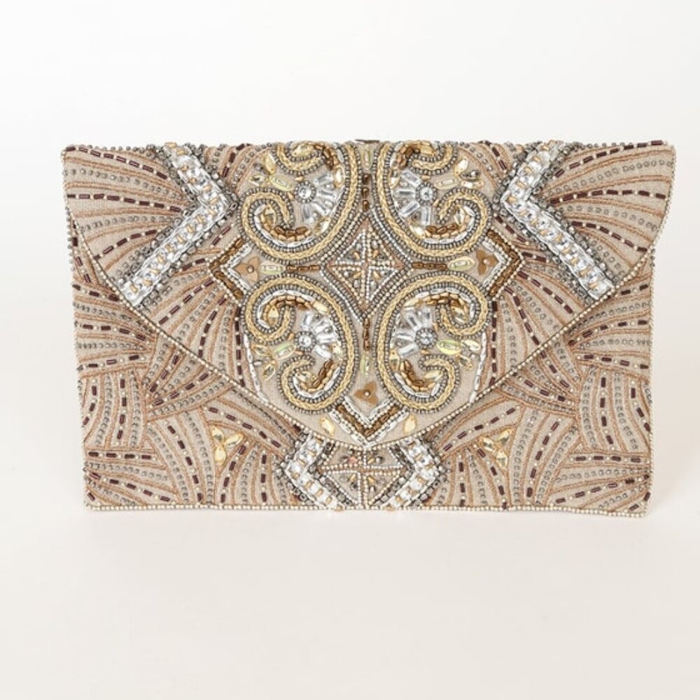 Lulus Sparkling Evening Gold Beaded Clutch